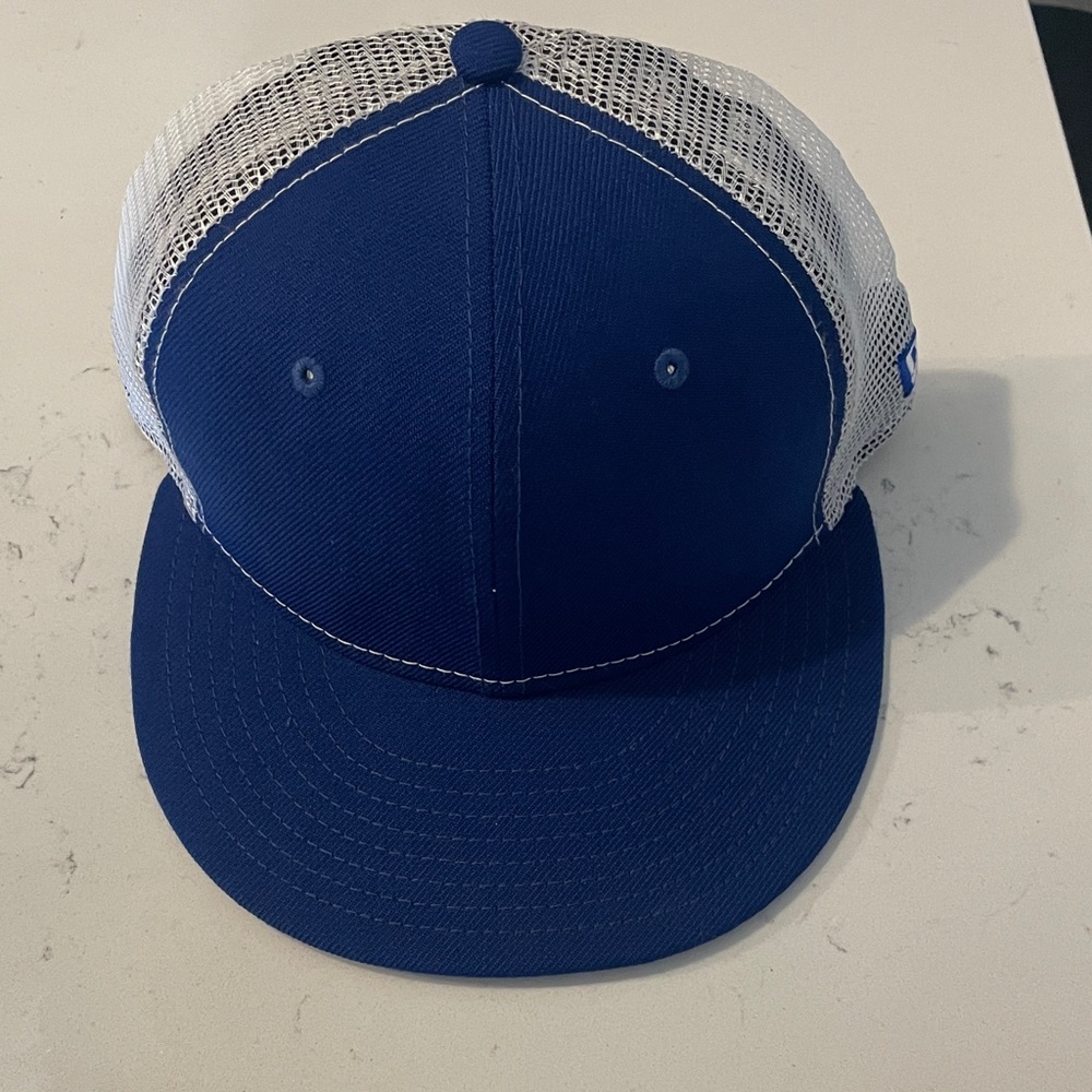 NewEra 59/50 Blue and White Mesh Trucker Hat